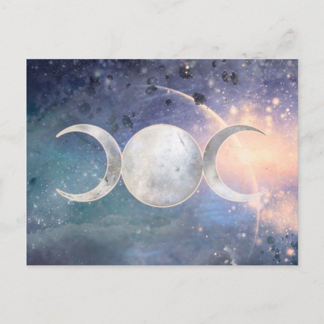 Cartão Postal Deusa Tripla Lua Universo Celestial Pedra da Lua (Frente)