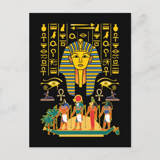 Cartão Postal Deuses egípcios Egito Deidades faraó Anubis Horus (Frente)