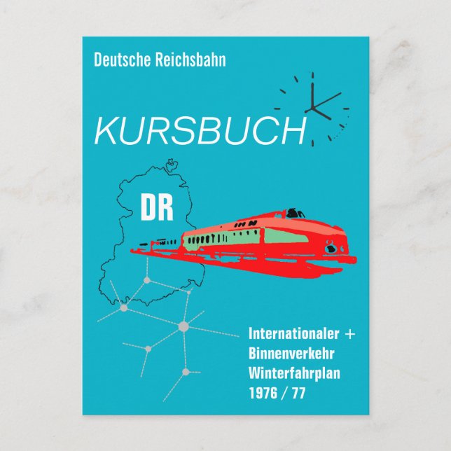 Cartão Postal Deutsche Reichsbahn Kursbuchdesign (Frente)