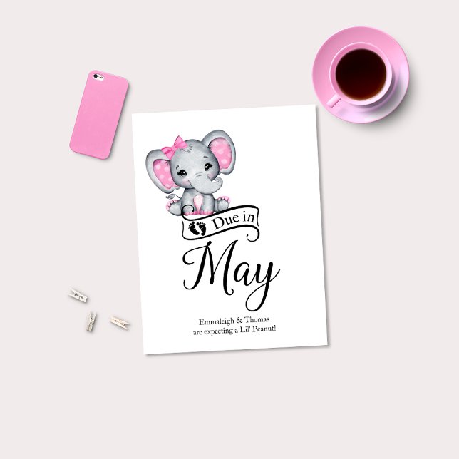 Cartão Postal Devida em maio Pequena Menina de Amendoim Elefante (Criador carregado)