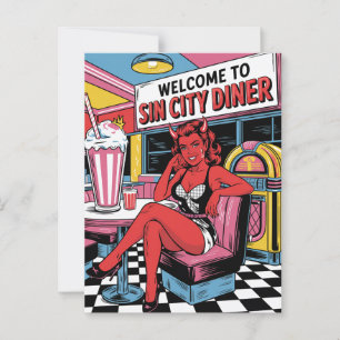 Cartão Postal Devilish Woman no Sin City Diner Comic Book