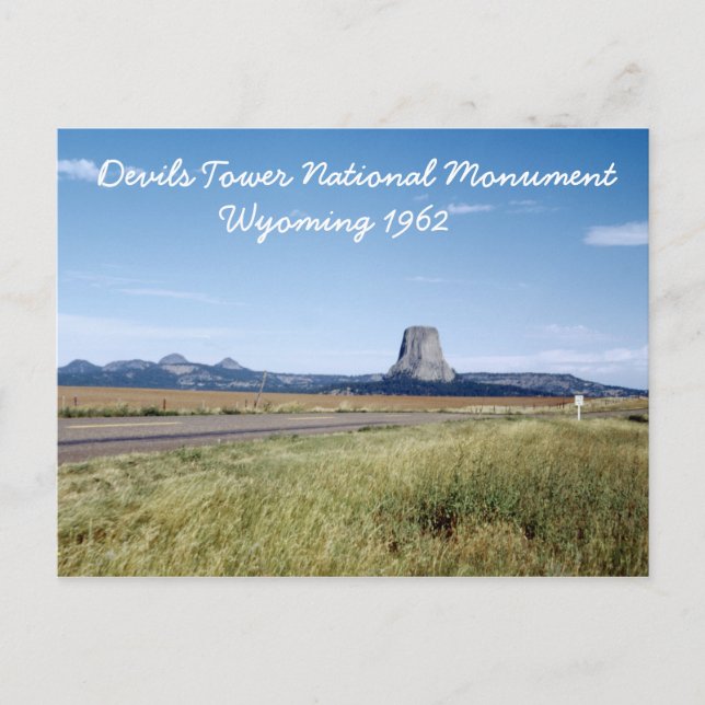 Cartão postal Devils Tower Wyoming Retro 1962 (Frente)