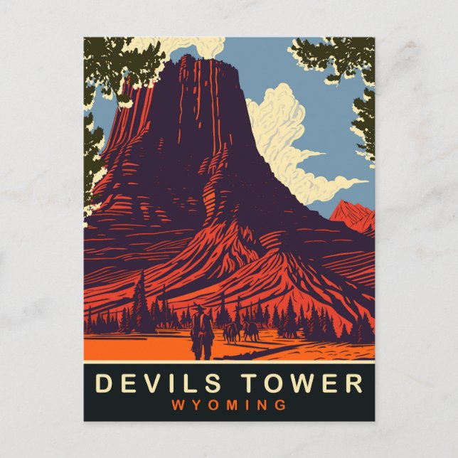 Cartão Postal Devils Tower, Wyoming, Viagem (Frente)