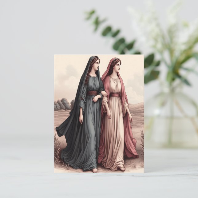 Cartão Postal Devoção do Eterno de Ruth em uma jornada humilde (Em pé/Frente)