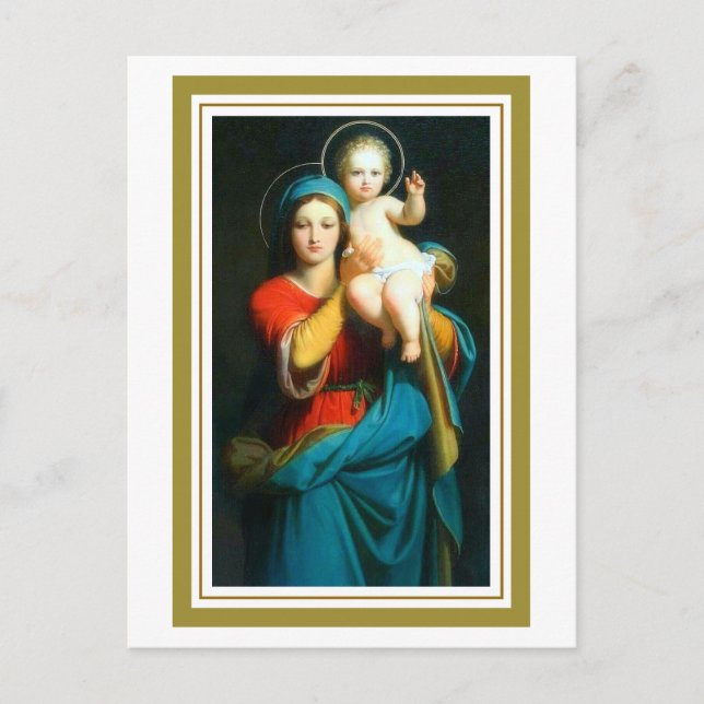 Cartão Postal Devocional Maria Erguendo Jesus (Frente)