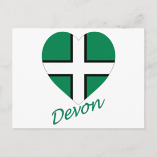 Cartão Postal Devon Flag Heart com Name