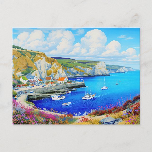 Cartão Postal "Devon Harbor Dreamscape" - Uma paisagem marinha i (Frente)