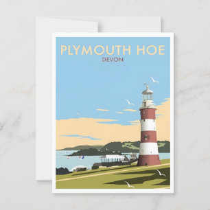 Cartão Postal Devon UK Plymouth Lighthouse - Viagem retroinspira