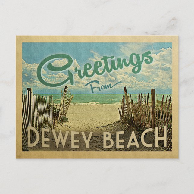 Cartão Postal Dewey Beach Viagens vintage (Frente)