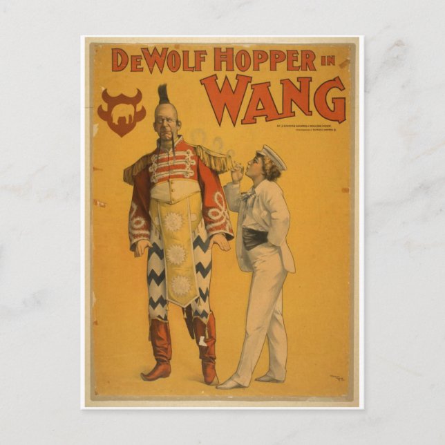 Cartão Postal DeWolf Hopper no Teatro Vintage 'Wang' (Frente)