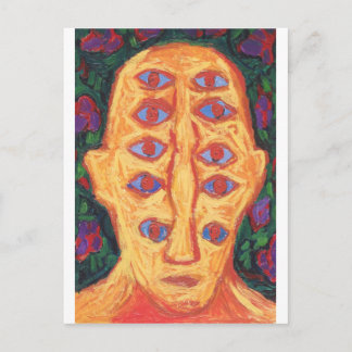 Cartão Postal Dez Olhos Azuis (retrato surreal de expressionismo