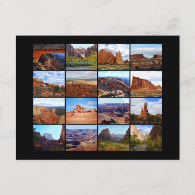 Cartão Postal Dezesseis ícones da paisagem de Utah (Frente)