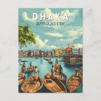 Dhaka Bangladesh Illustration Viagem Art Vintage