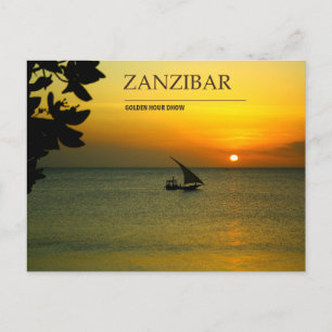 Cartão Postal Dhow de Zanzibar ao Pôr-do-Sol Hora Dourada