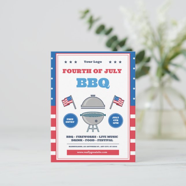 Cartão Postal Dia 4 de julho, Dia da Independência (Em pé/Frente)