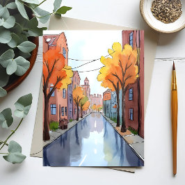 Cartão Postal Dia Chuvoso em Boston | Aquarela Viagem MA