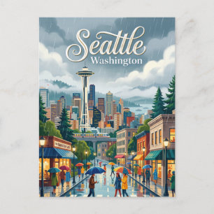 Cartão Postal Dia Chuvoso em Seattle Washington