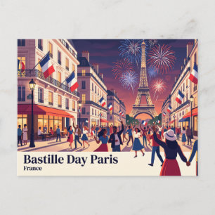 Cartão Postal Dia da Bastilha Paris França