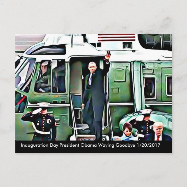 Cartão Postal Dia da Inauguração Presidente Obama & Donald Trump (Frente)