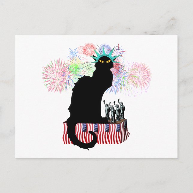 Cartão Postal Dia da Independência do Chat Noir USA (Frente)