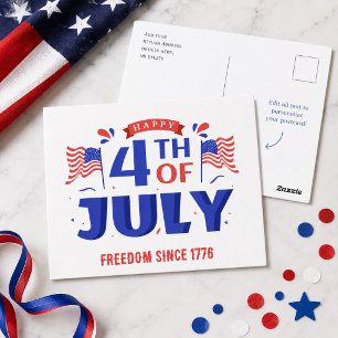 Cartão Postal Dia da Independência Feliz em 4 de julho, Liberdad