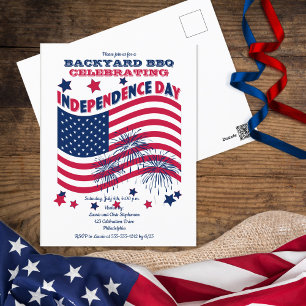 Cartão Postal Dia da Independência Festa 4 de julho - Bandeira 