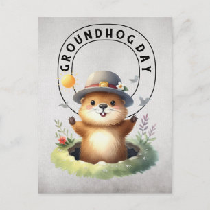 Cartão Postal Dia da Marmota 22 de Fevereiro