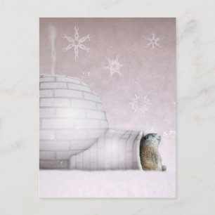 Cartão Postal Dia da Marmota - Enfileirando no igloo