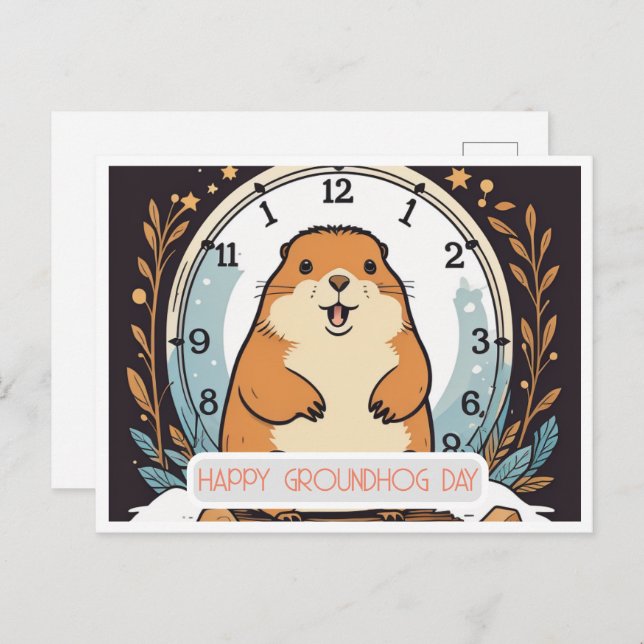 Cartão Postal Dia da Marmota Uma Celebração da Primavera (Frente/Verso)