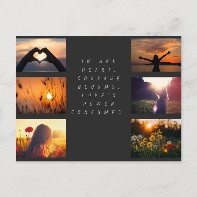 Cartão Postal Dia da Mulher Independente: Coragem em Bloom (Frente)