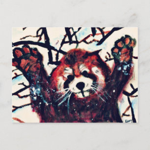 Cartão Postal Dia da Neve do Panda Vermelho