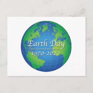 Cartão Postal Dia da Terra 50 Anos Aniversário de 2020