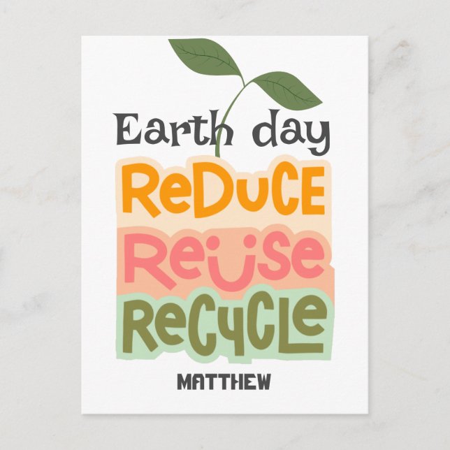 Cartão Postal dia da terra, ficar verde, arte simples elegante c (Frente)