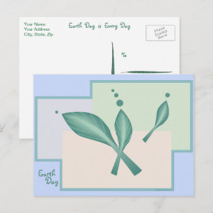 Cartão Postal Dia da Terra Pastéis de Teto Rosa Verde-Rosa Artsy