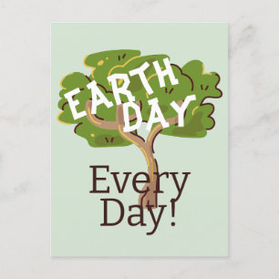 Cartão Postal Dia da Terra todos os dias, fique verde, Salve nos