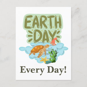 Cartão Postal Dia da Terra todos os dias, vá verde, Salve nosso 
