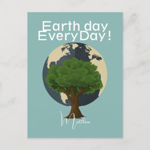Cartão Postal Dia da Terra todos os dias, vá verde, Salve nosso 