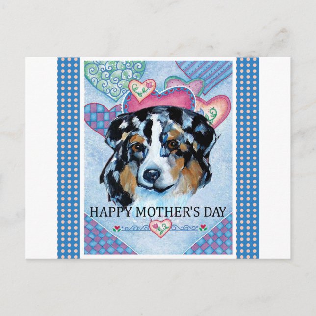 CARTÃO POSTAL DIA DAS MÃES AUSTRALIAN SHEPHERD (Frente)