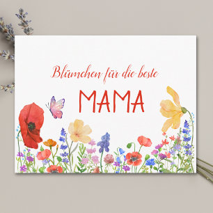 Cartão Postal Dia das Mães para Mamãe - Flores Silvestres Aquare