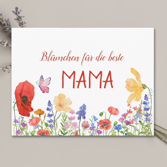 Cartão Postal Dia das Mães para Mamãe - Flores Silvestres Aquare (Criador carregado)