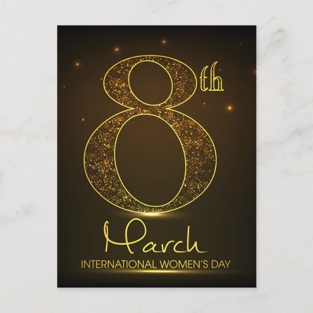 Cartão Postal Dia das mulheres em preto e ouro (Frente)