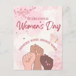 Cartão Postal Dia das Mulheres Floral em Aquarela Rosa Moderno