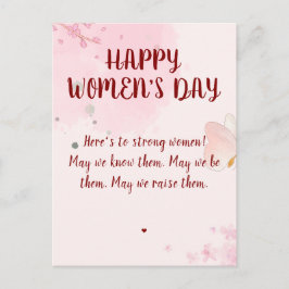 Cartão Postal Dia das Mulheres Floral em Aquarela Rosa Moderno