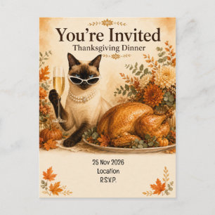 Cartão Postal Dia de Ação de Graças do Gato com Peru