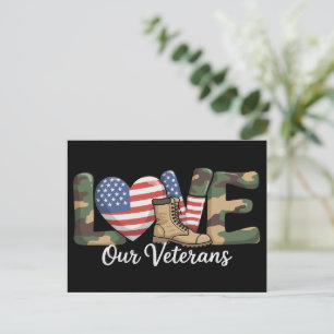 Cartão Postal Dia de Amor aos Nossos Veteranos Orgulhosa Bandeir