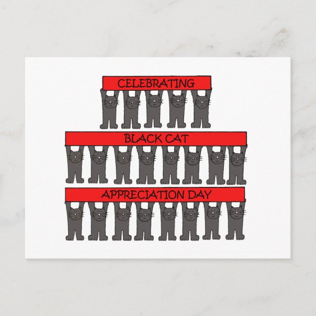 Cartão Postal Dia de Apreciação de Gato Negro 17 de agosto (Frente)