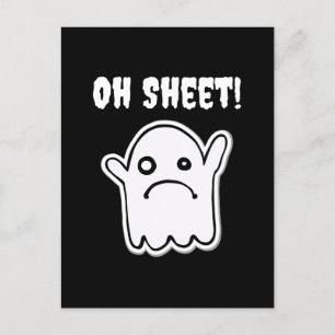 Cartão Postal Dia de as Bruxas engraçado Ghost Boo Sheet Pun Oh