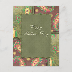 Cartão Postal Dia de as mães - bela Paisley design
