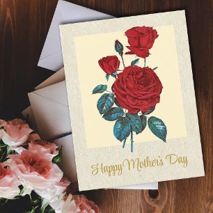 Cartão Postal Dia de as mães Classic Elegant Vintage Rosa vermel