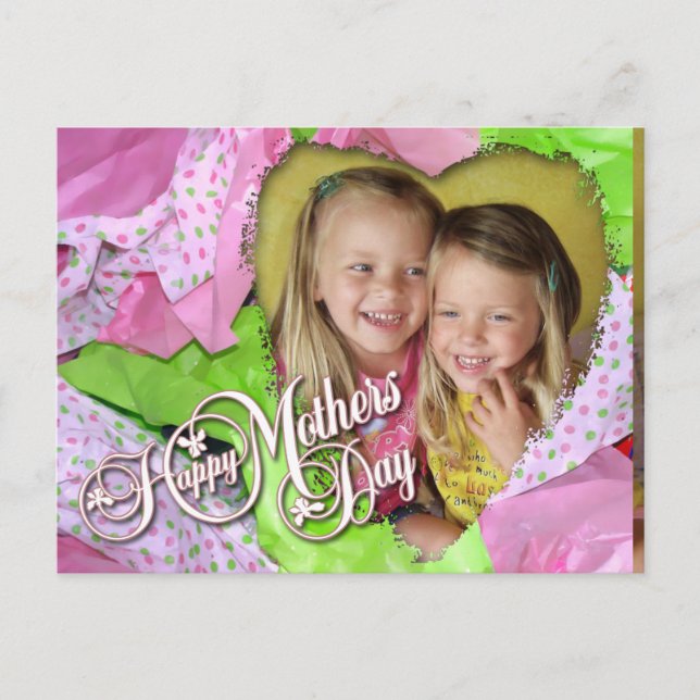 Cartão Postal Dia de as mães Coração Tecido (Frente)